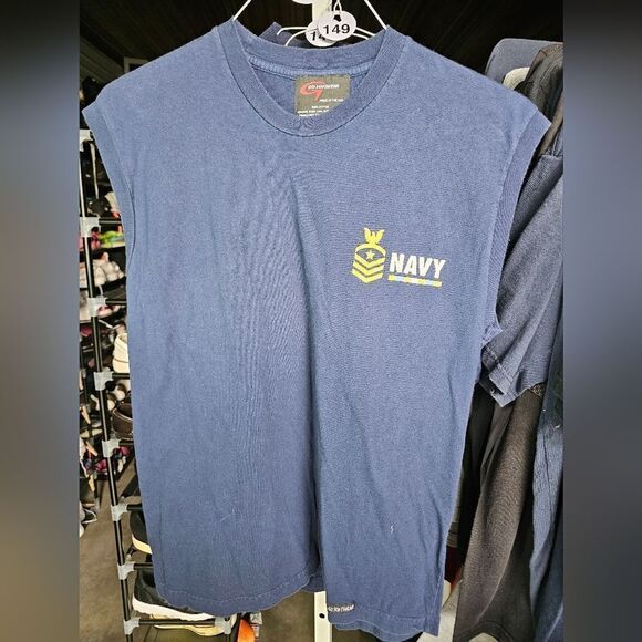 Muscle shirt men blue size L Navy.  149 - Picture 1 of 3
